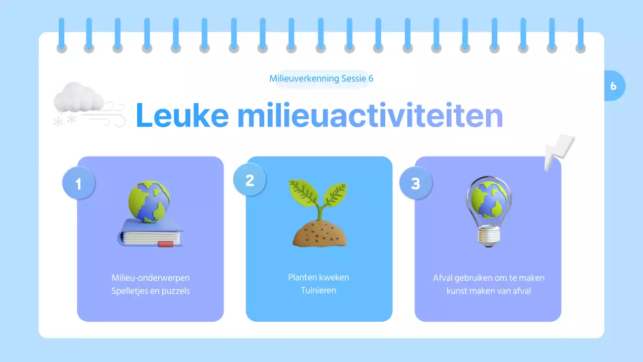 Een mooie bron voor milieu-educatie in lichtblauw en paars