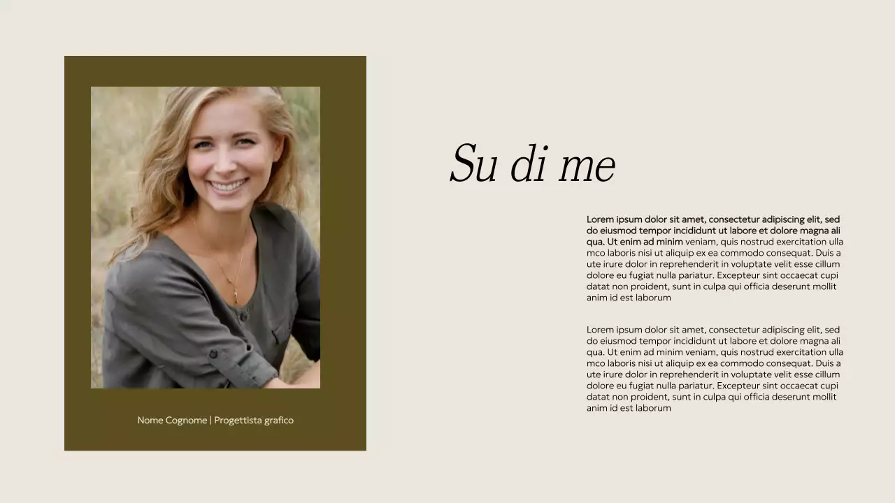 Materiale per portfolio creativo minimalista beige e kaki