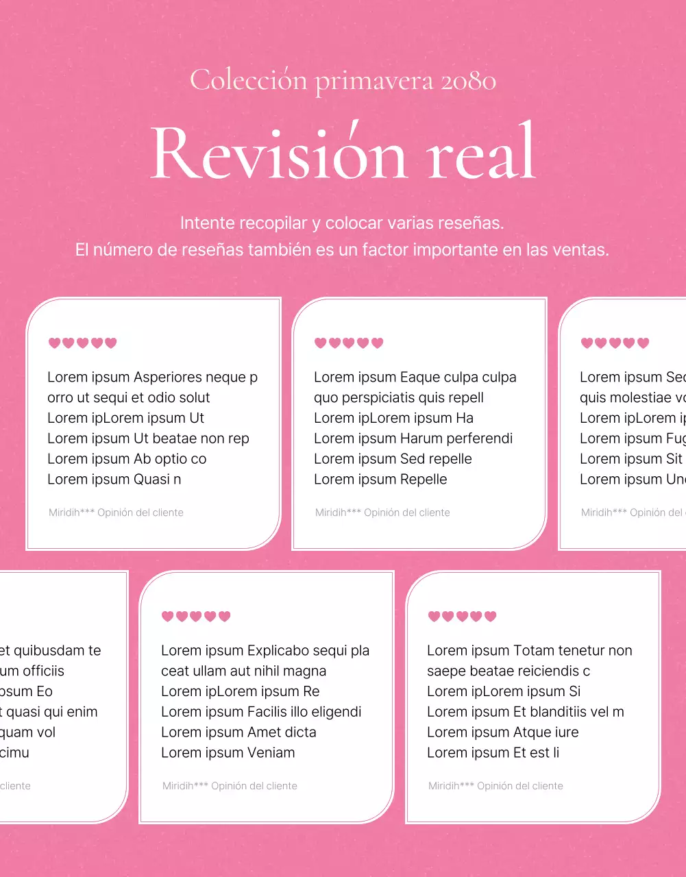 Promocione las páginas de productos de moda de primavera en rosa