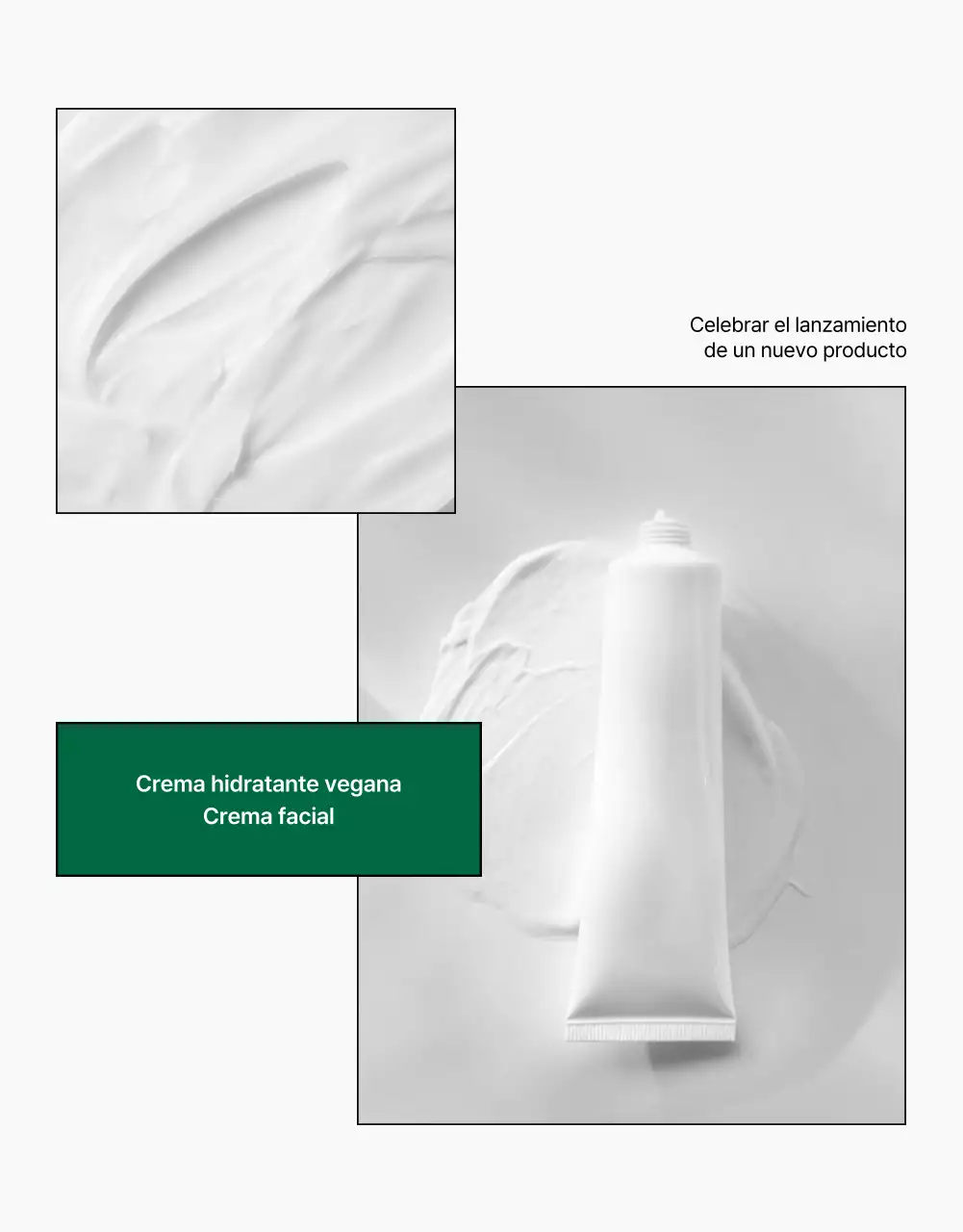 Sencillo diseño fotográfico de cosmética natural en verde y blanco para promocionar su página