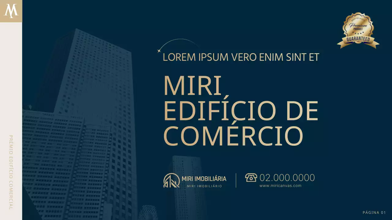 Um anúncio imobiliário de luxo em azul-marinho e dourado