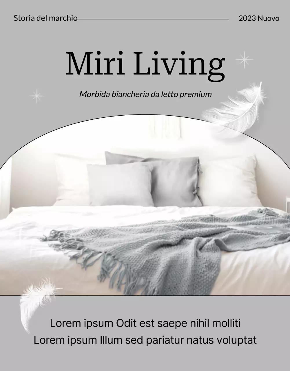 Promuovere la biancheria da letto grigia e moderna