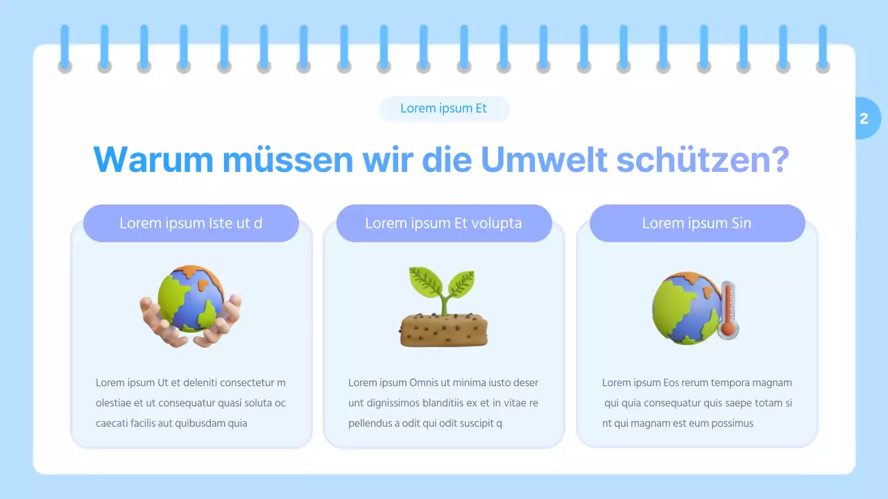 Ein hübsches Umweltbildungsmaterial in Hellblau und Lila