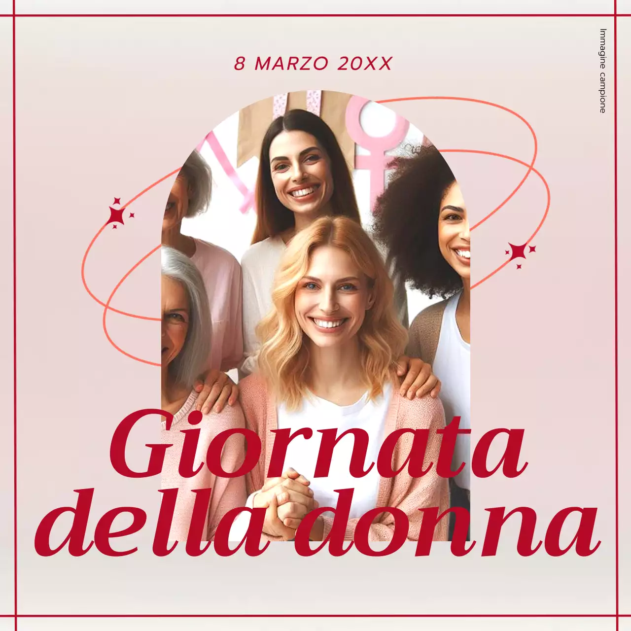 Campagna di celebrazione della festa della donna di tendenza in rosa e rosso
