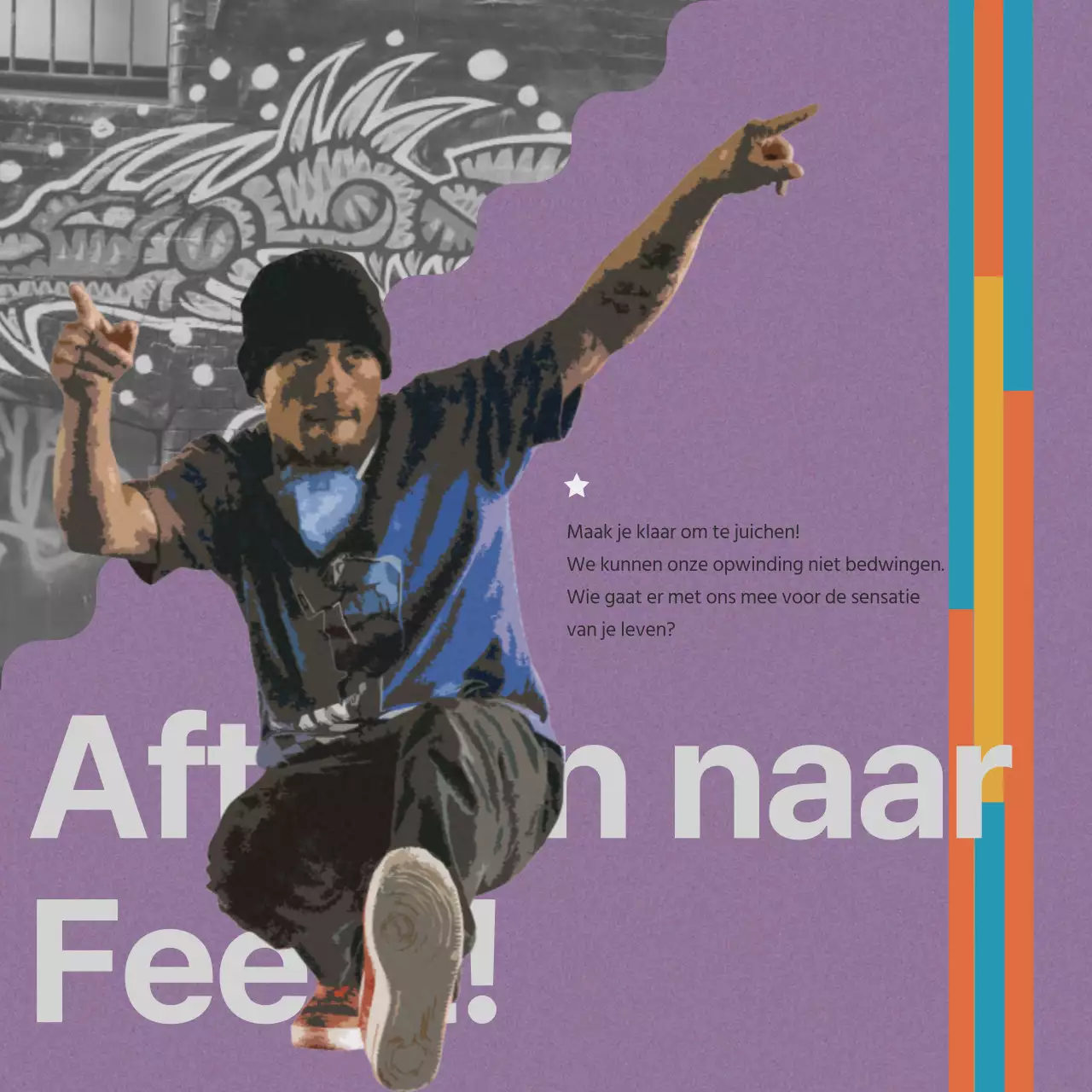 Vintage sportadvertentie in groen en paars