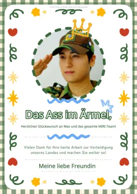 Niedliche grüne und gelbe militärische Ruhestand Glückwünsche Briefpapier