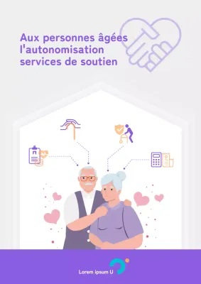 Un guide simple des services aux personnes âgées en violet et gris