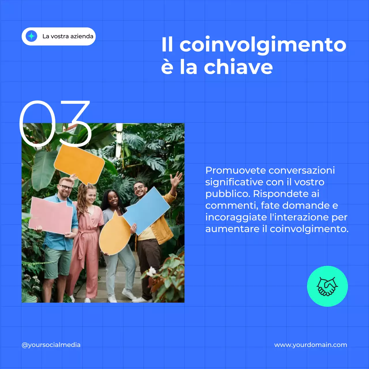 Guida alla strategia di social media marketing efficace e di tendenza in bianco e blu