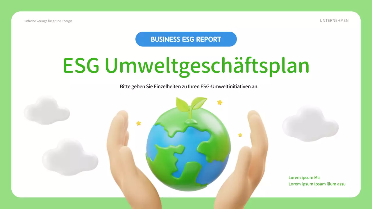 Ein einfacher ESG-Geschäftsplan in grün und blau