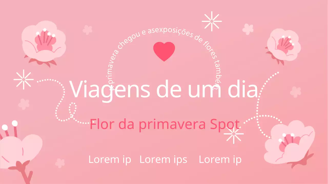 Uma bonita viagem de primavera em rosa e branco Título principal