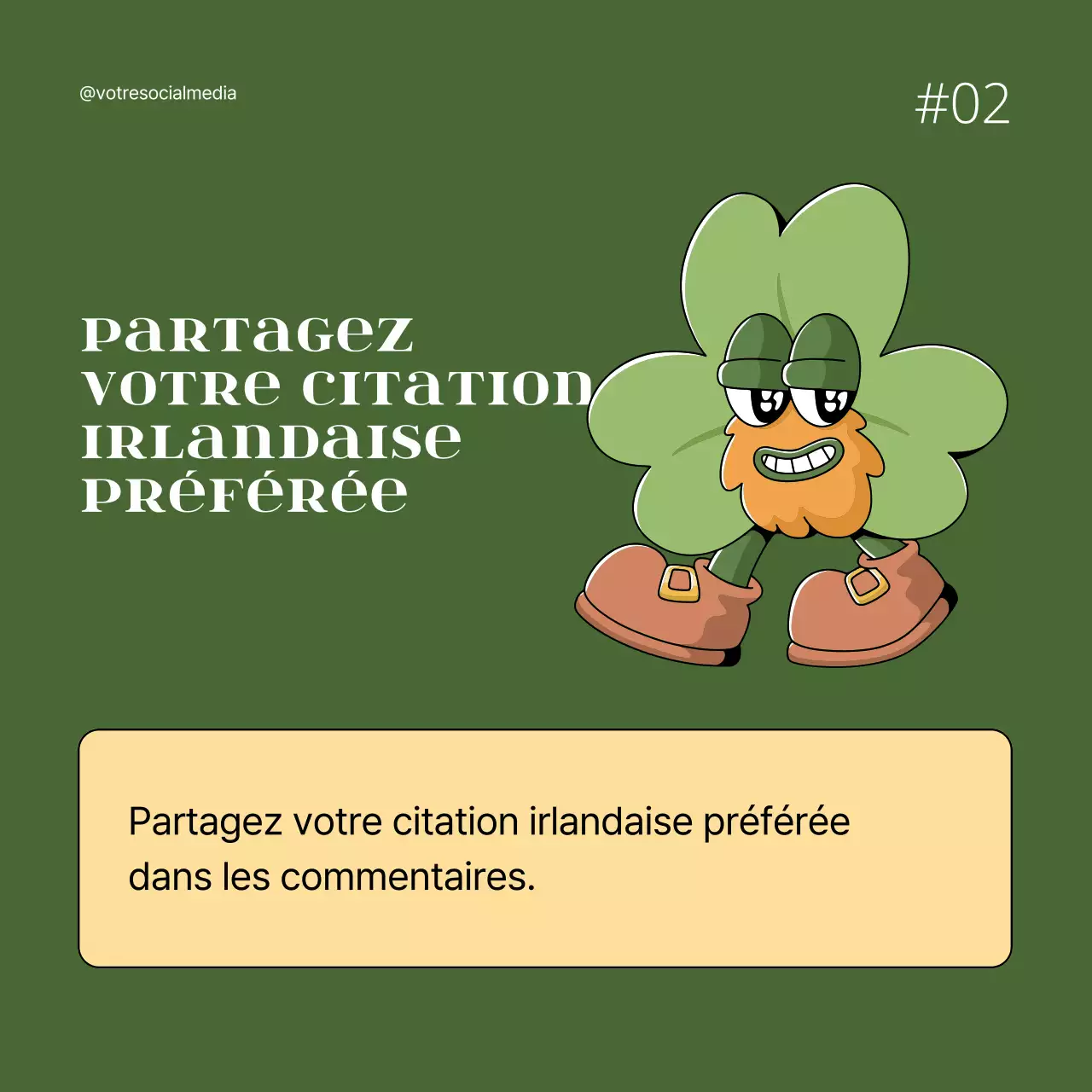 Annonce publicitaire rétro verte et jaune pour la Saint-Patrick