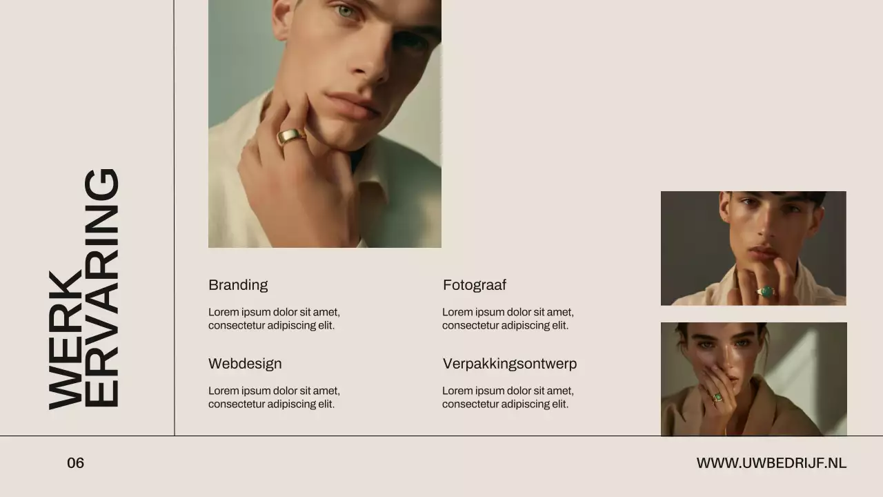 Beige en zwart minimalistisch creatief ontwerp portfolio