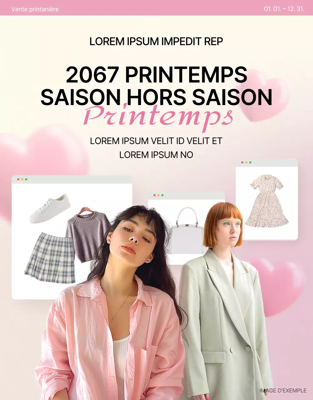 Promouvoir une couverture rose, tendance et à la mode