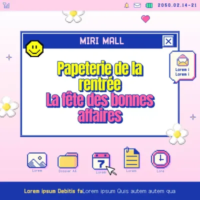 Promouvoir des offres de papeterie pour la rentrée scolaire en bleu marine et en rose