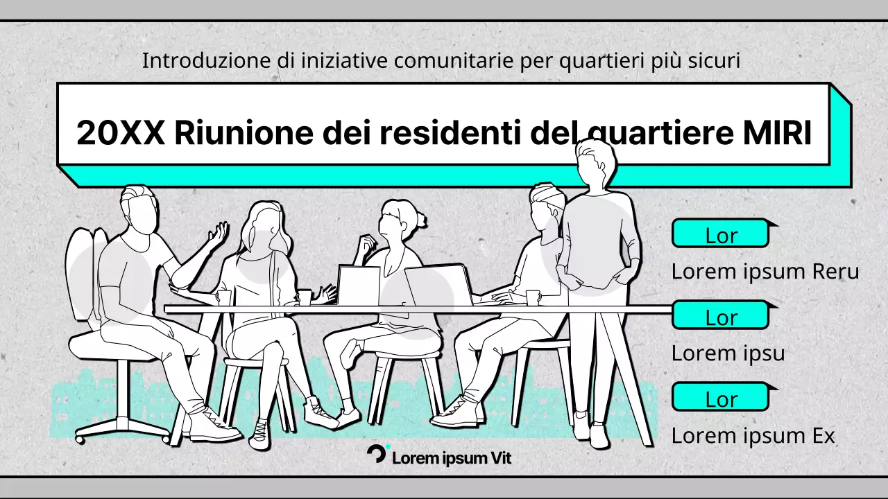 Promuovere un semplice incontro in municipio di colore grigio e menta