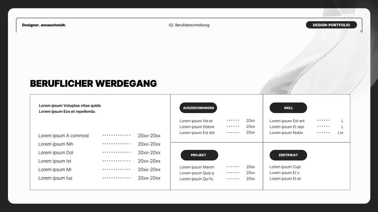 Minimalistische Designermappe in Schwarz und Weiß