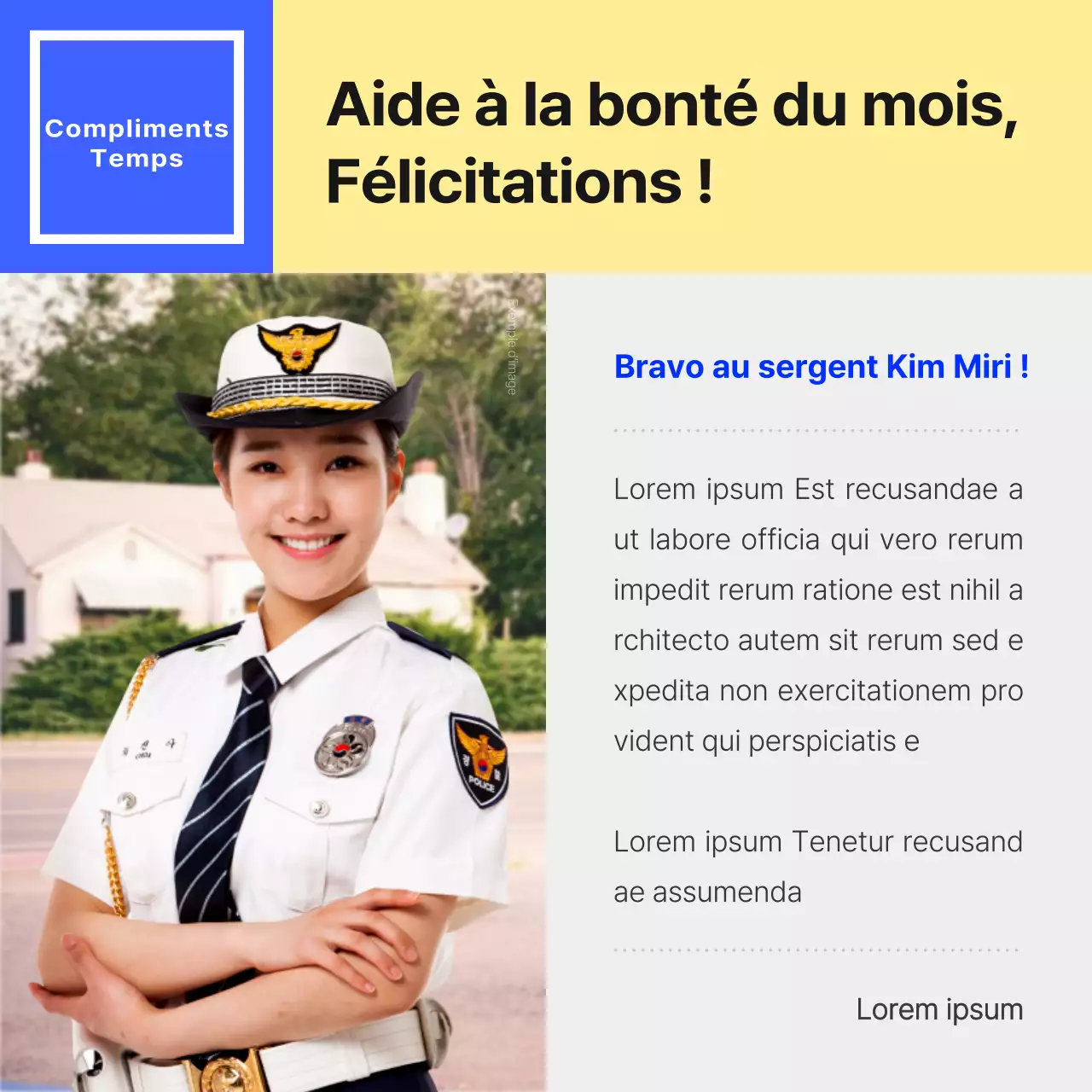 Promouvoir un simple bulletin d'information bleu et jaune de la police