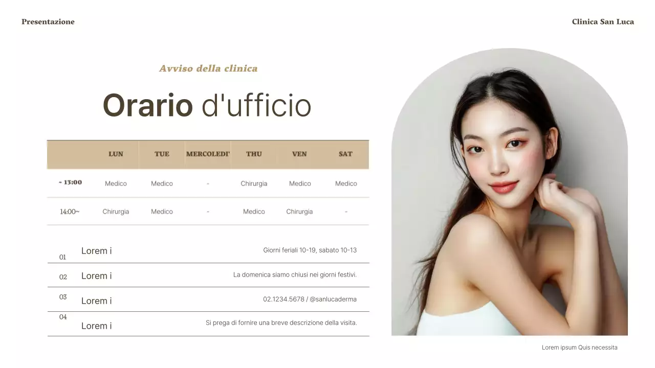 Annuncio di una lussuosa clinica dermatologica in marrone e beige