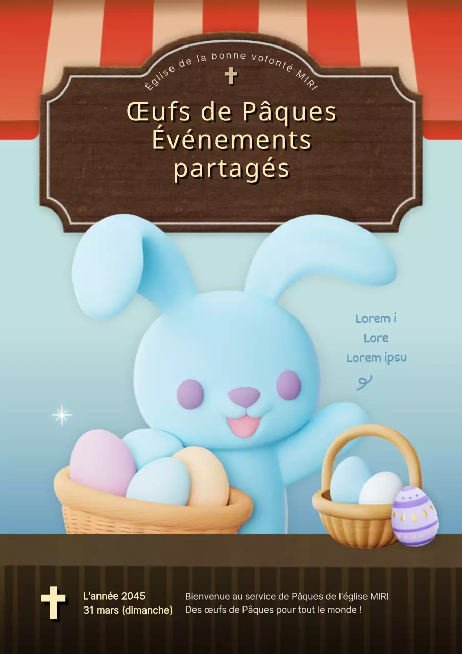 Faites la promotion de votre événement de Pâques en marron et bleu clair