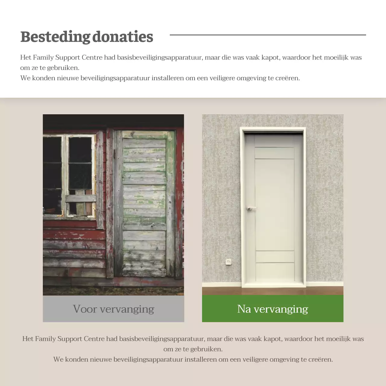 Promoot kindersponsoring met bruin en wit minimalisme