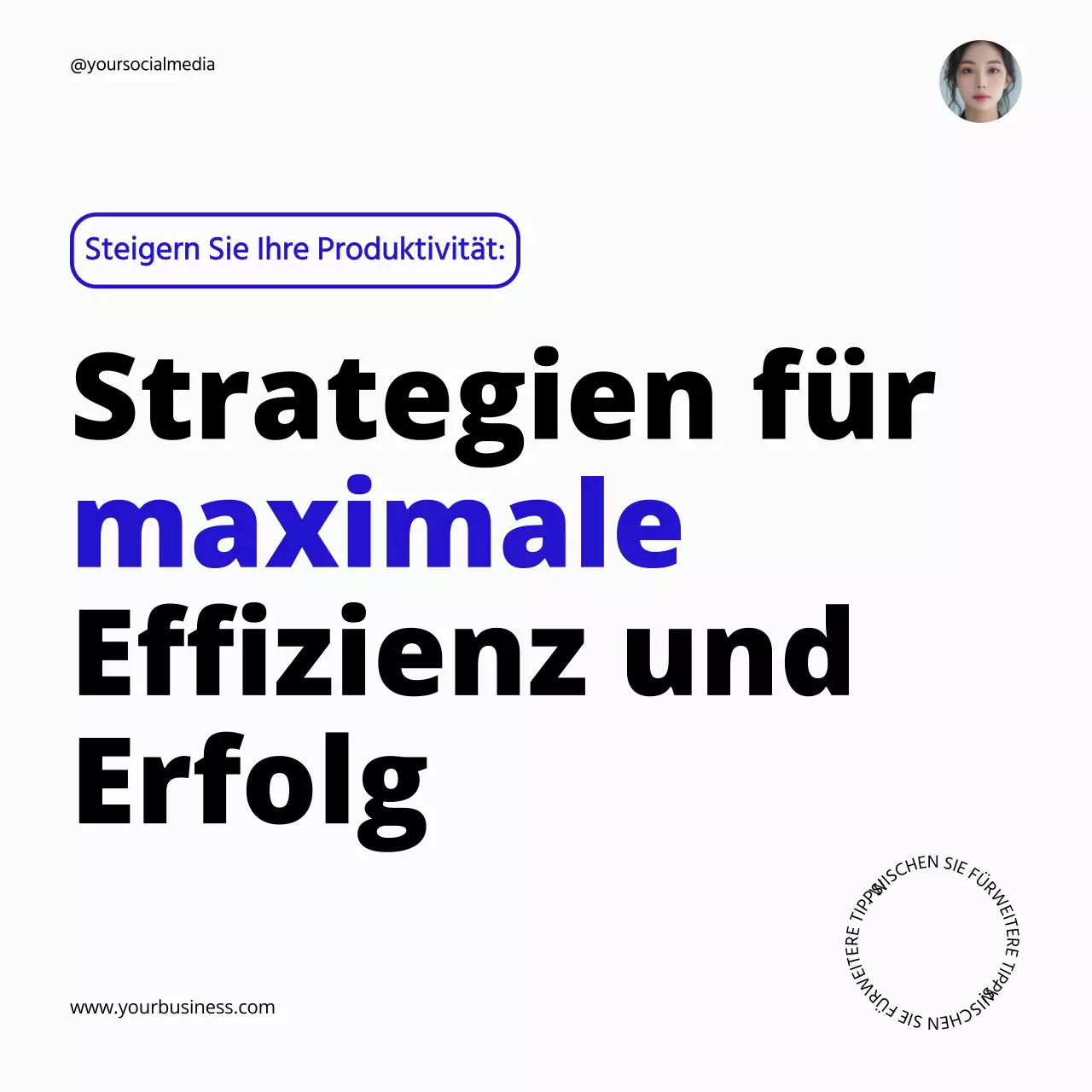 White and Blue Bold Produktivitäts-Tipps Leitfaden