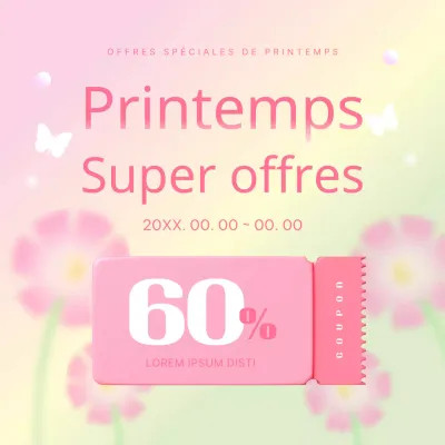 Des posts marketing pour les soldes de printemps avec des touches de rose et de violet