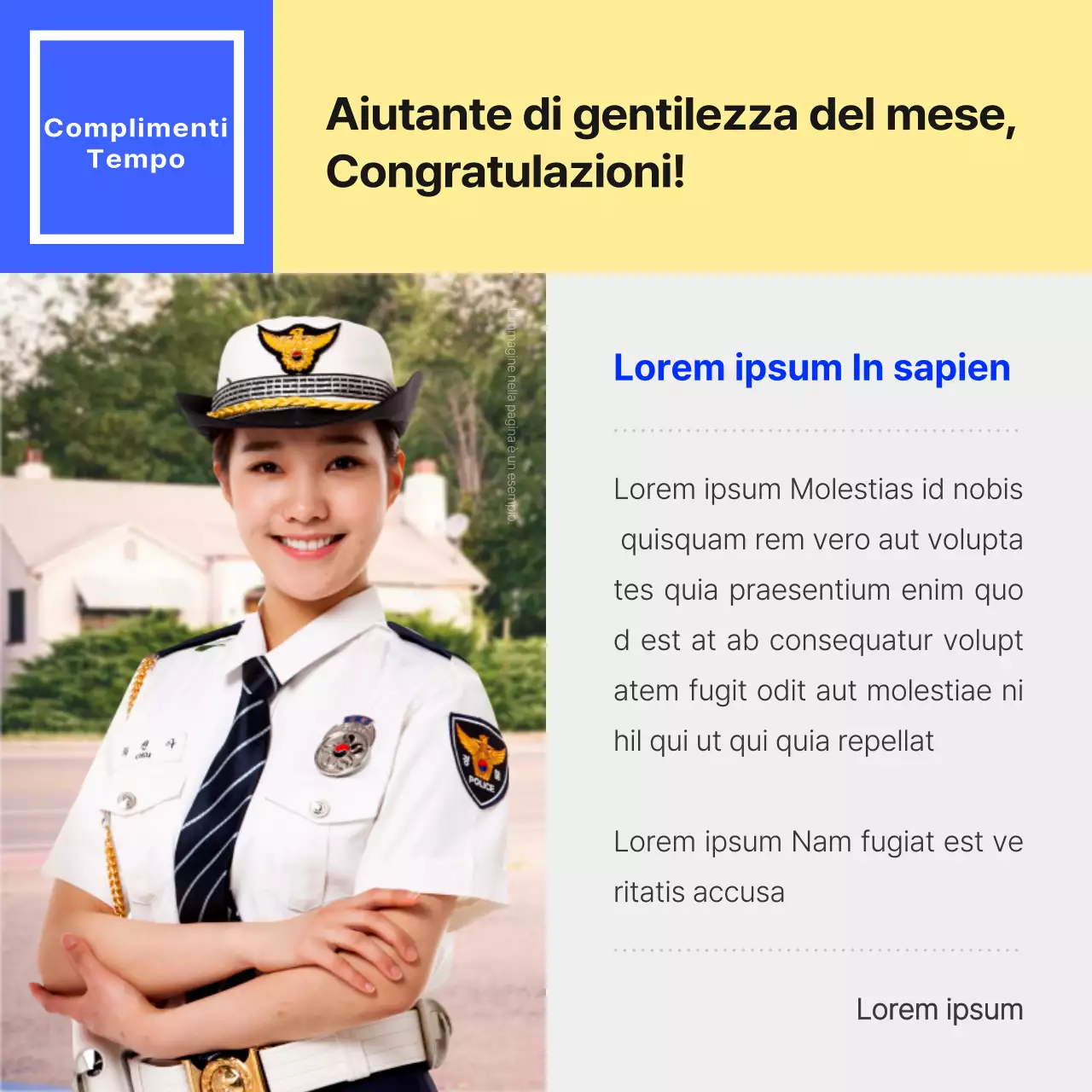 Promuovere un semplice bollettino di polizia blu e giallo