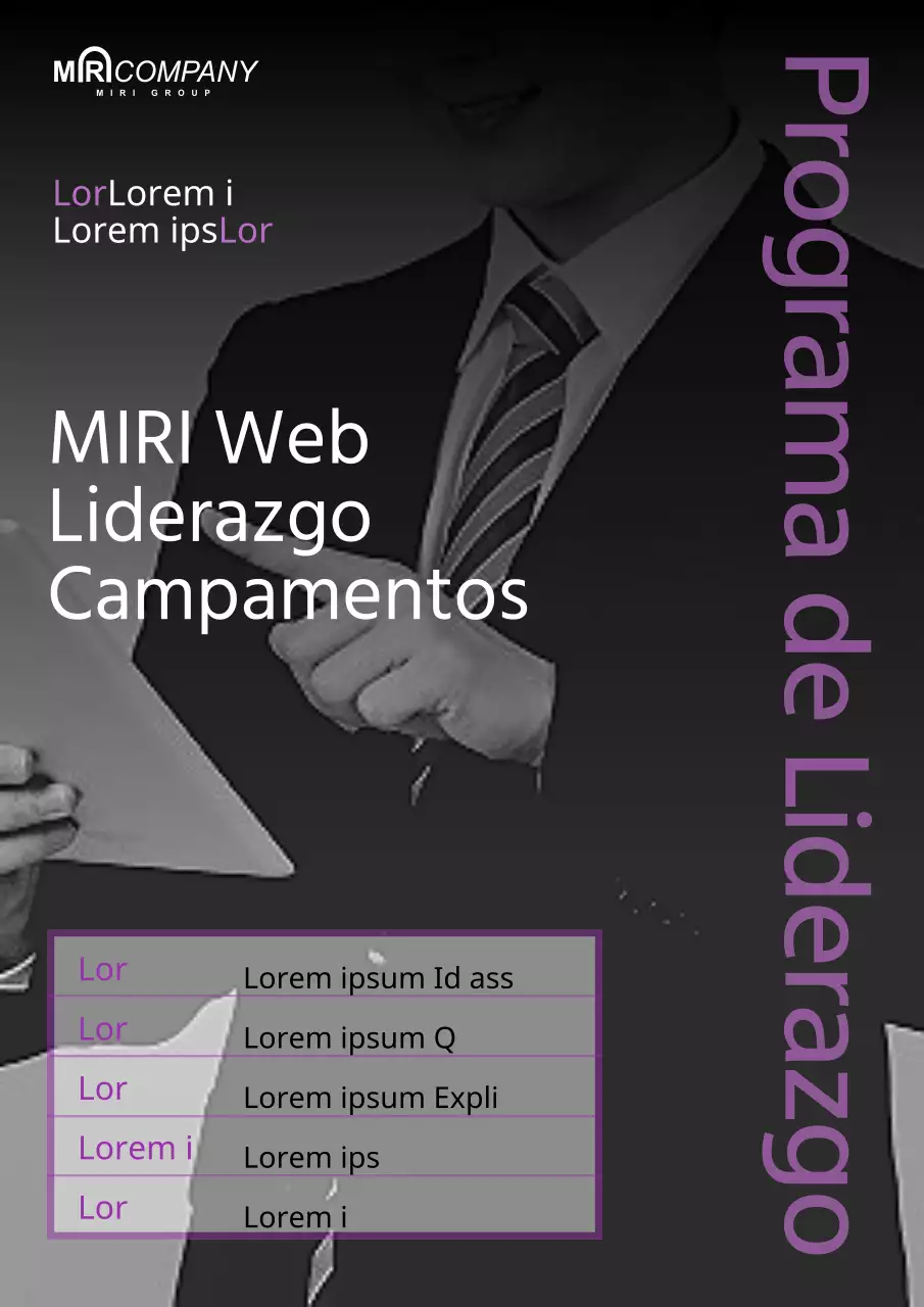 Un sencillo anuncio en blanco y negro y morado del programa de formación para empleados