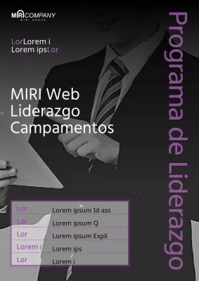 Un sencillo anuncio en blanco y negro y morado del programa de formación para empleados