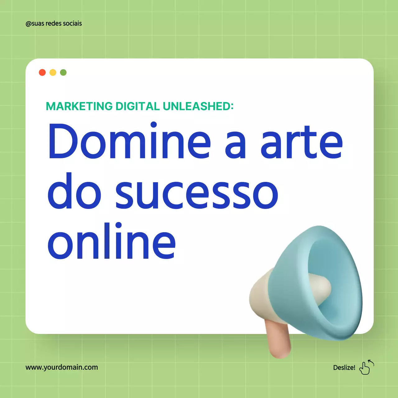 Verde e azul Dicas simples de marketing digital Guia de estratégia
