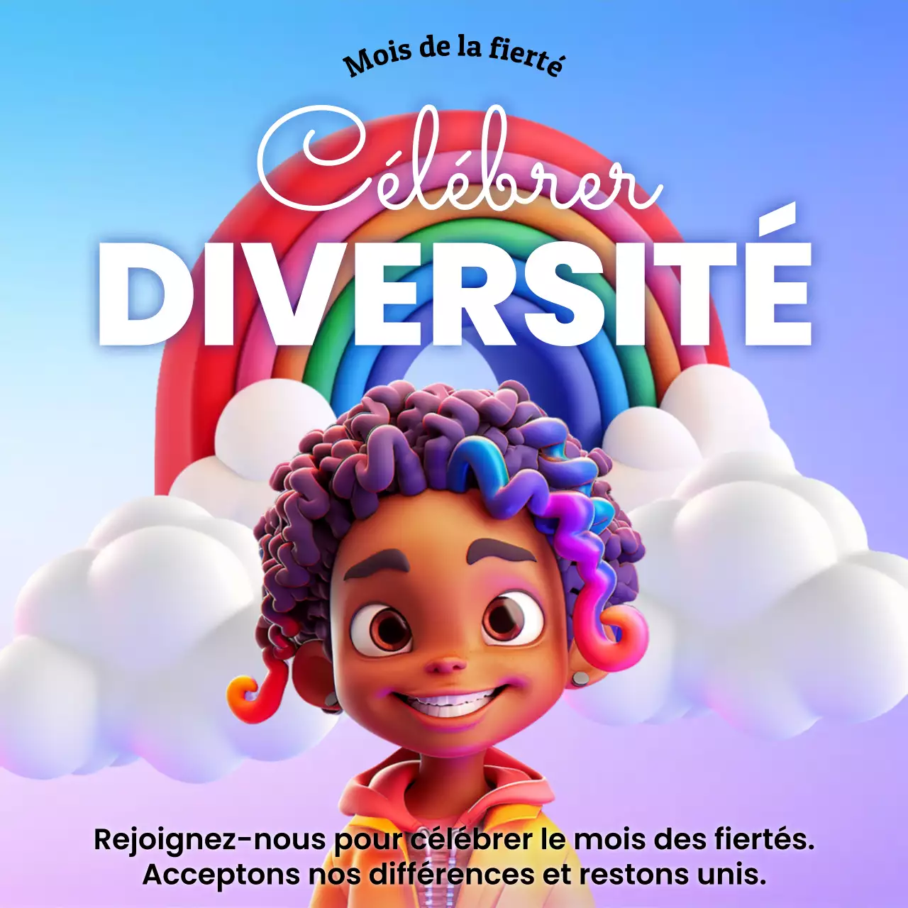 Promouvoir un événement fantastique de la Fierté dans des couleurs néon