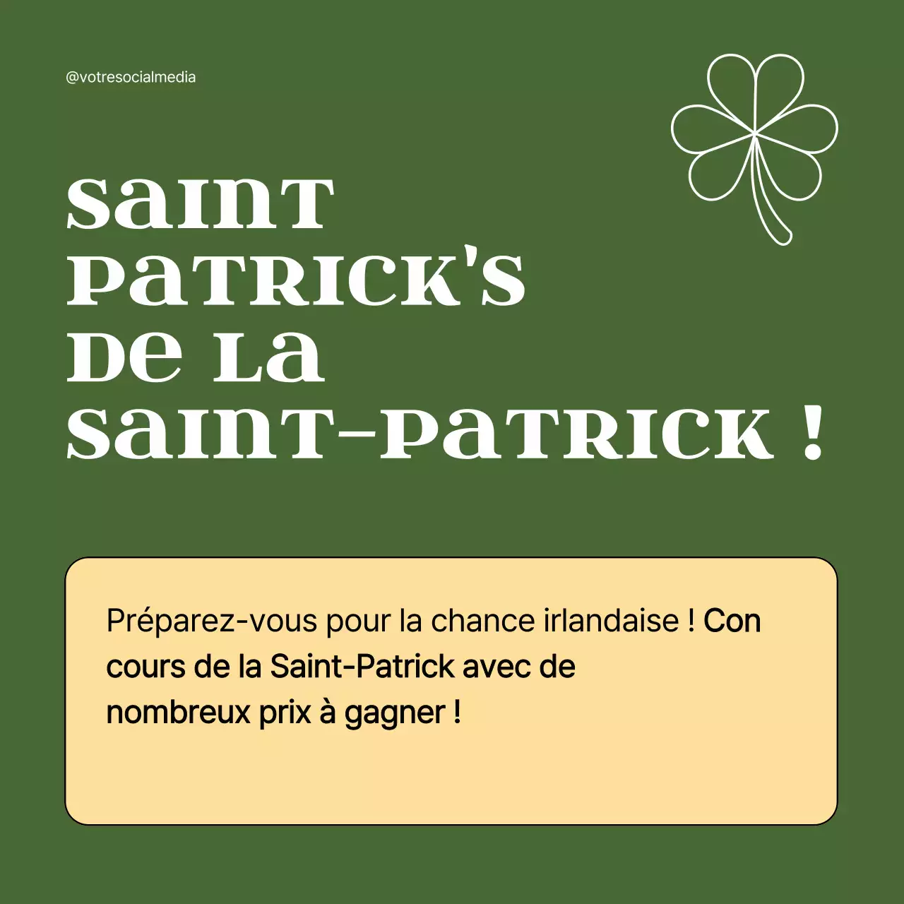 Annonce publicitaire rétro verte et jaune pour la Saint-Patrick