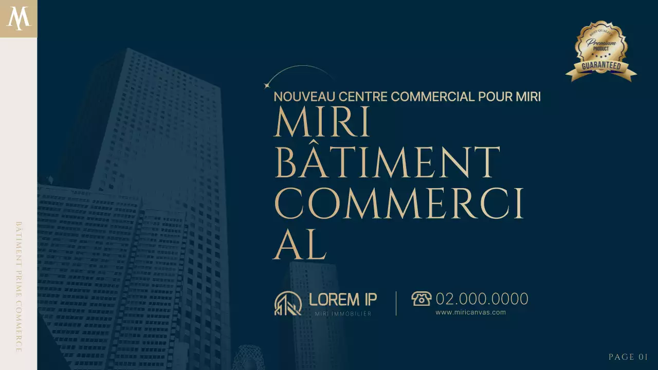 Une luxueuse annonce immobilière en bleu marine et or