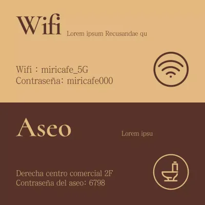 Cartel anunciador clásico de cafetería en marrón y beige