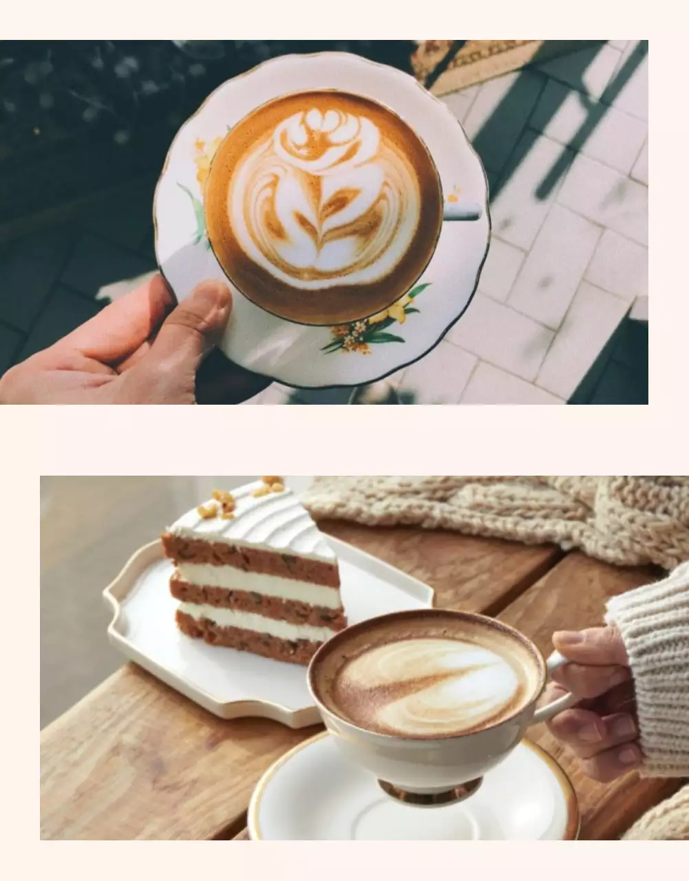 Werbung für eine Café-Bäckerei mit Vintage-Konzept in Elfenbein und Beige