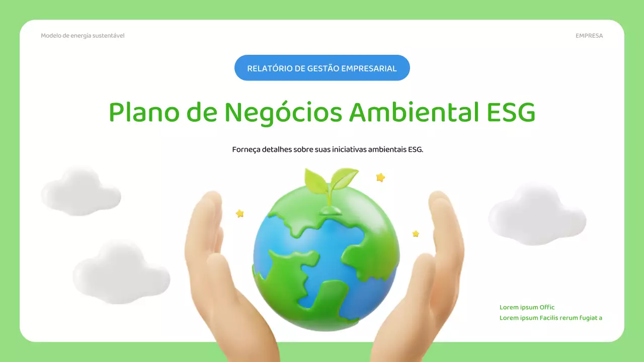 Um plano de negócios ESG simples em verde e azul