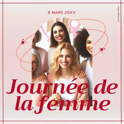 Campagne de célébration de la Journée de la femme rose et rouge, très tendance