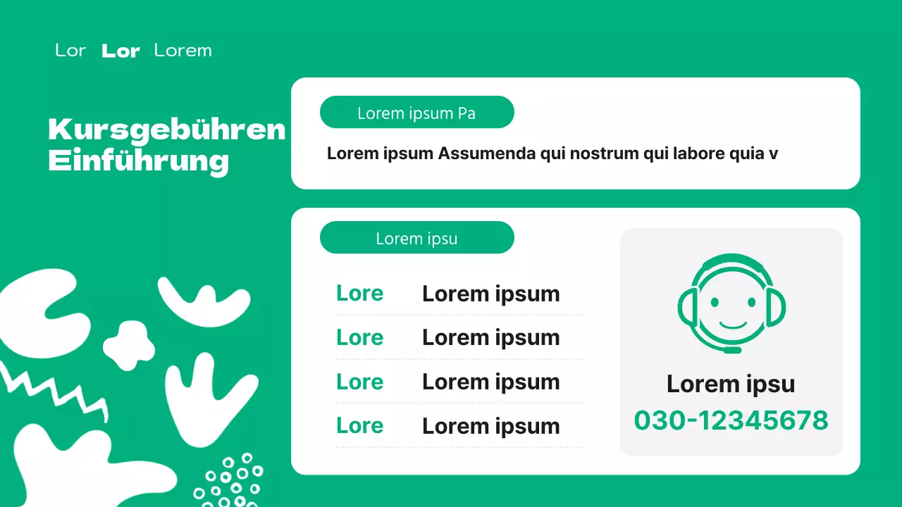 Ein niedlicher grün-orangefarbener Kunstschulprospekt