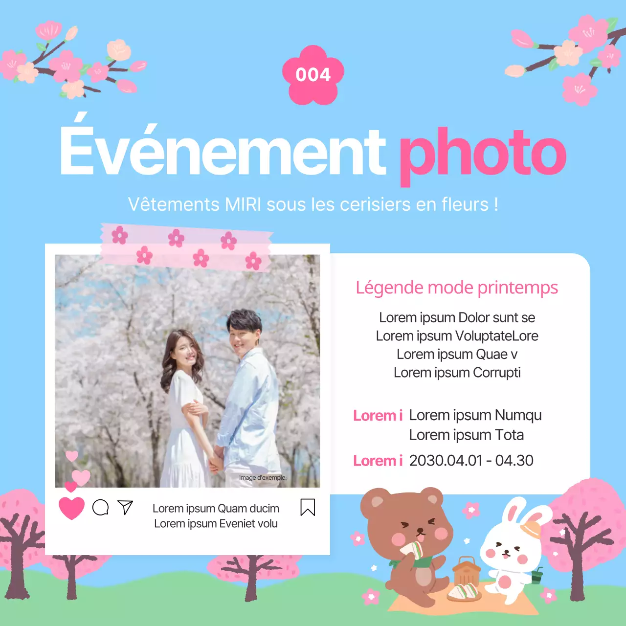 Promouvoir une jolie vente de printemps en bleu clair et rose