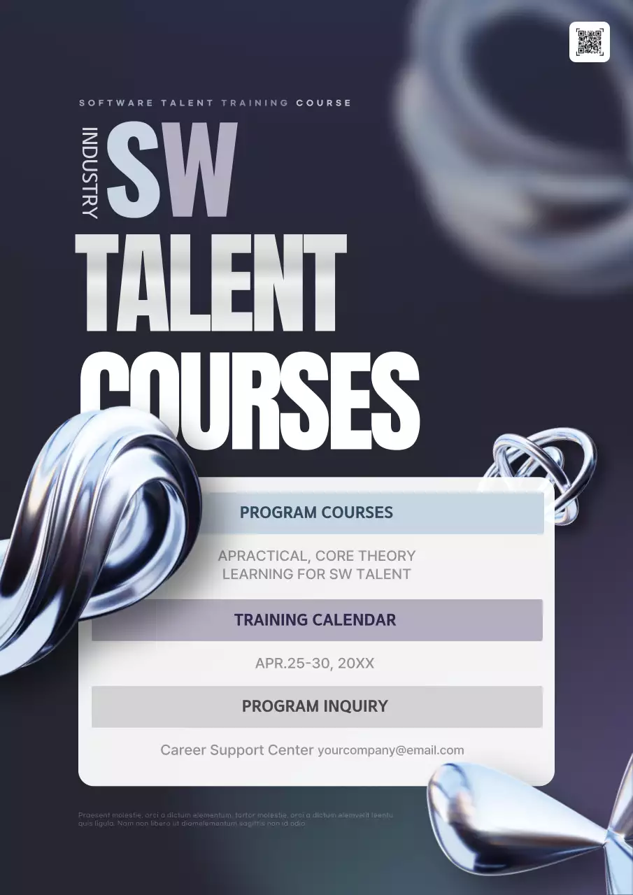 네이비 모던 소프트웨어 코스 홍보 포스터