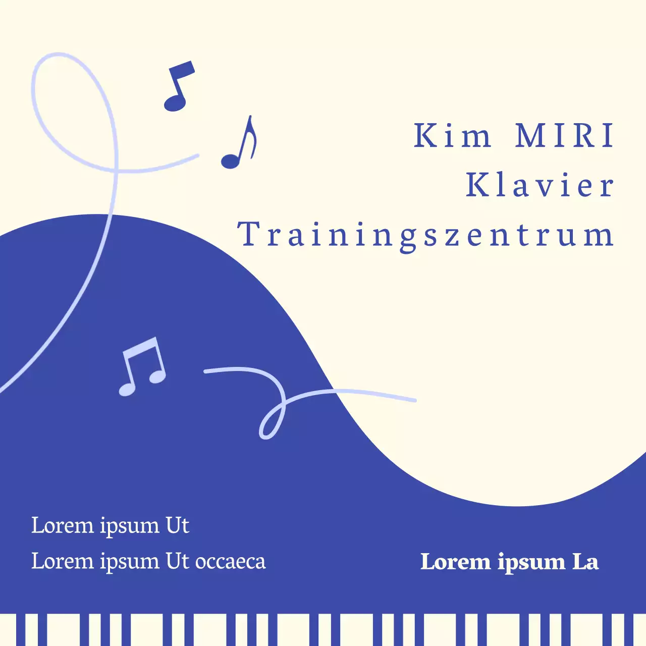 Eine einfache Klavierschule in Blau wirbt um neue Schüler