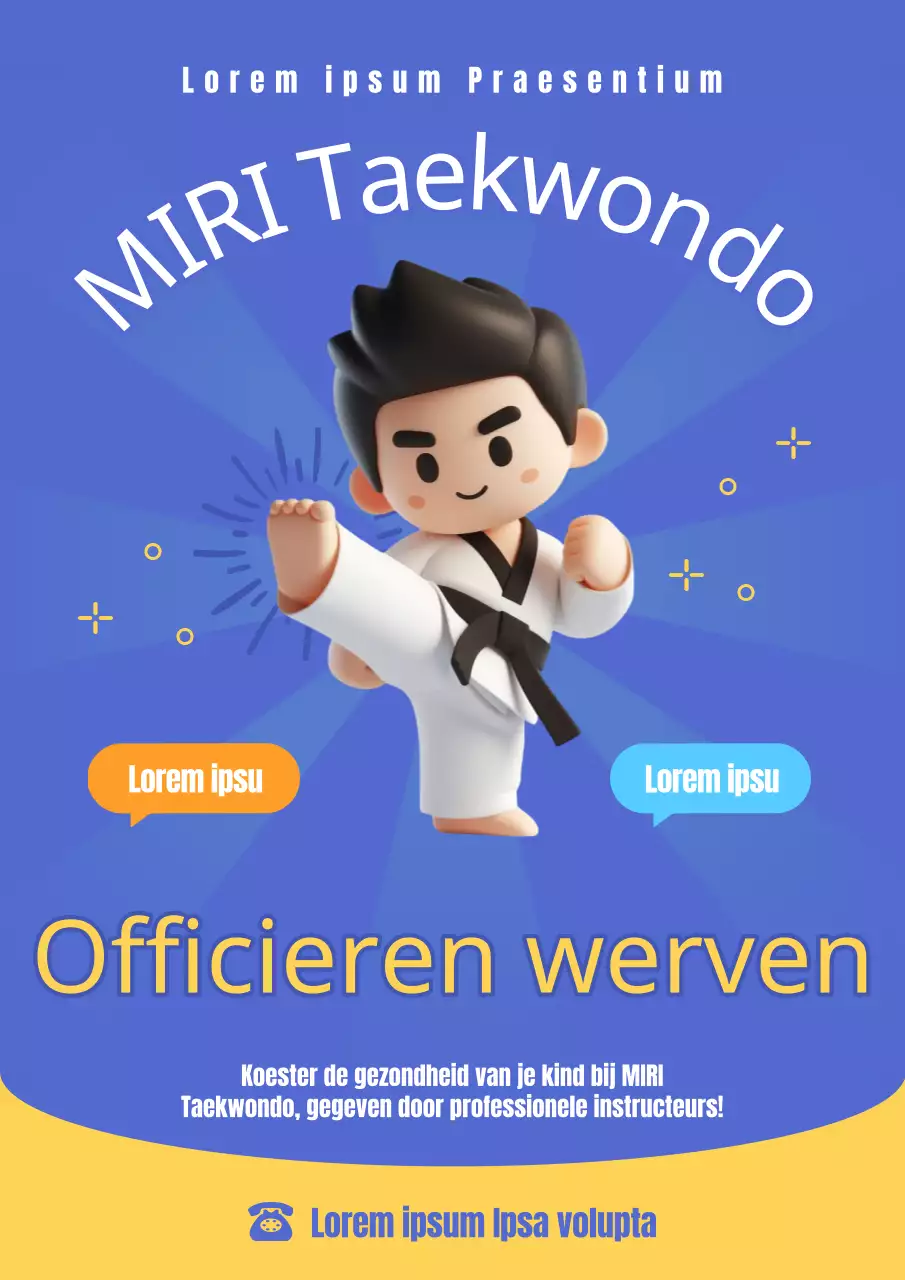 Kitscherige blauw-gele kendo klas wervingsactie