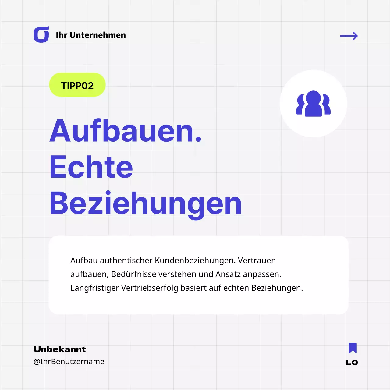 Blaue und neonfarbene geometrische Business-Tipps Werbung