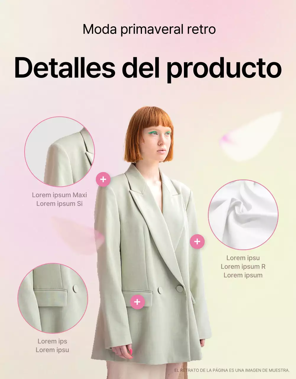 Moda kitsch en amarillo y rosa Promover descripciones detalladas de los productos
