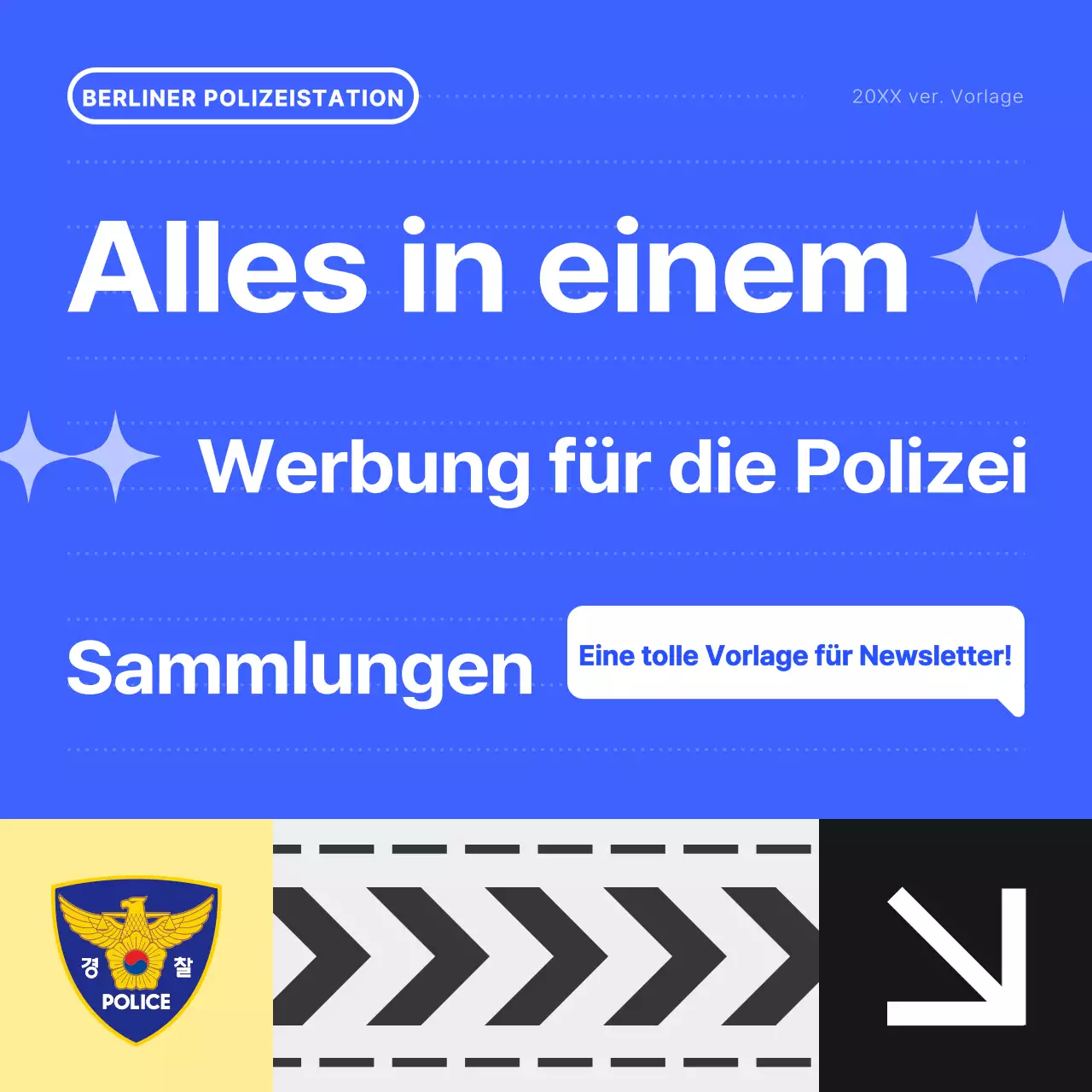 Förderung eines einfachen blau-gelben Polizei-Newsletters