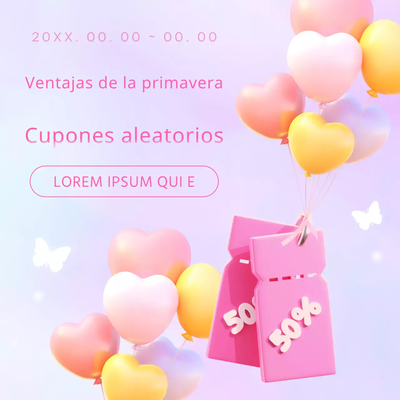 Puestos de marketing de rebajas de primavera con toques de rosa y morado