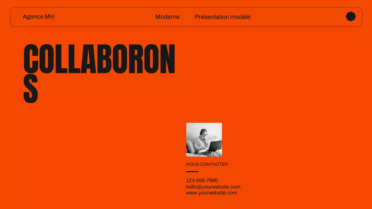 Portfolio créatif de design graphique moderne orange et noir