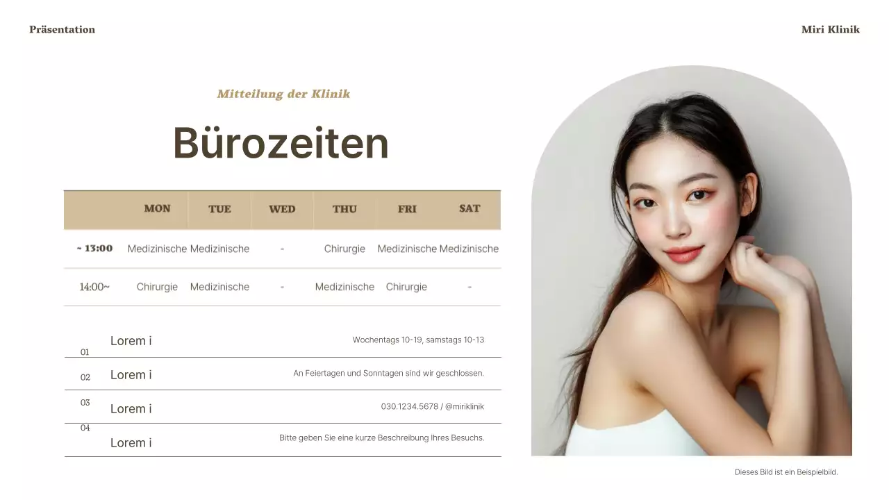 Ankündigung einer luxuriösen dermatologischen Klinik in Braun und Beige