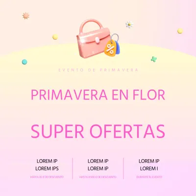 Un moderno anuncio de rebajas de primavera en rosa y morado