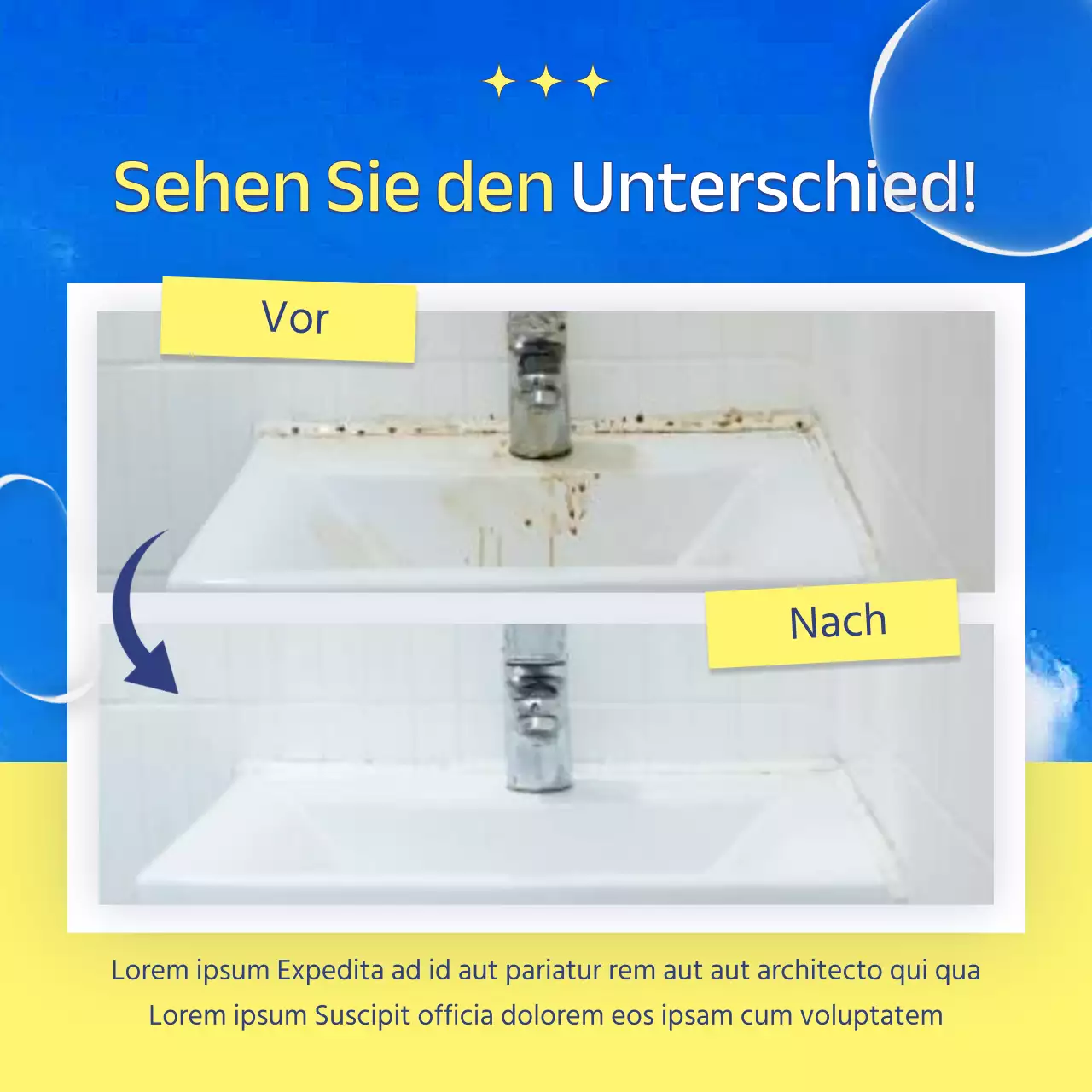 Werben Sie für Ihr Reinigungsunternehmen mit hellblauen und gelben Akzenten